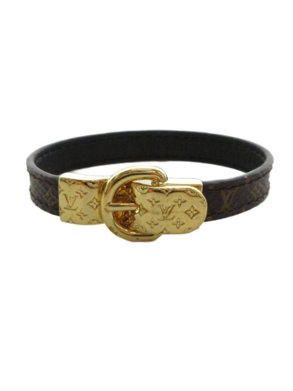Louis Vuitton Bracelet Fascin' Your LV Bangle Leather Brown Gold Colored